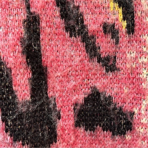 SFW Crew Neck Sweater  Ombre Pink Animal Cheetah Print Fuzzy Wool Blend Sz L - Picture 10 of 13